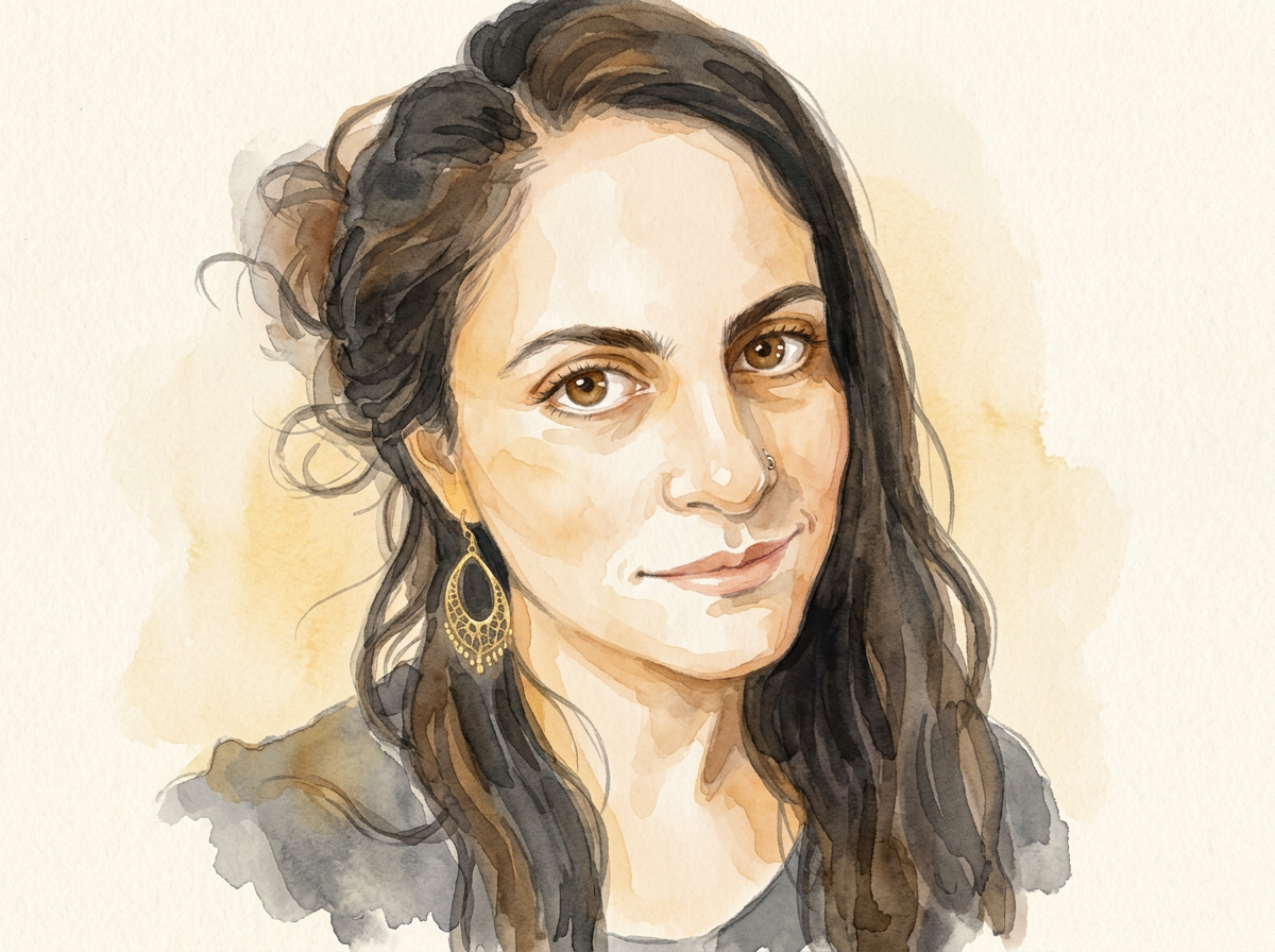 Watercolor portrait of Talya Simha Mizrachi, founder of Business Backwards